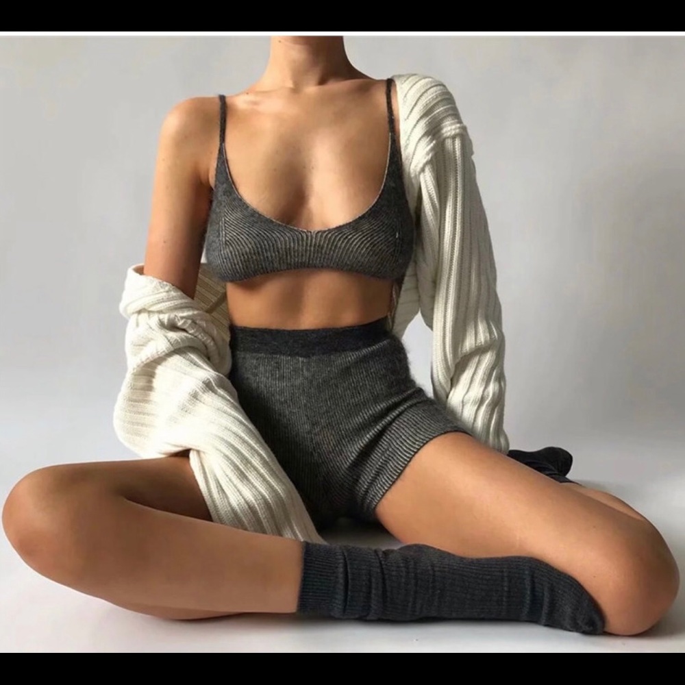 Gray 100%cotton knitted long sleeves casual sha… - Picture 8 of 17